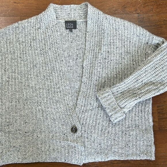 Leo & sage one button gray sweater cardigan oversized wool mohair size large - Picture 7 of 13